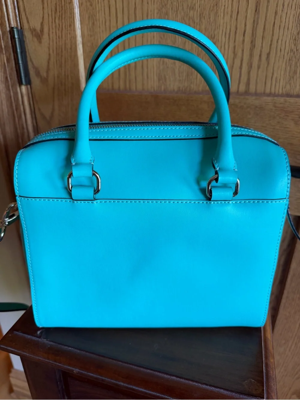 EUC, kate spade turquoise bow satchel with matching wallet